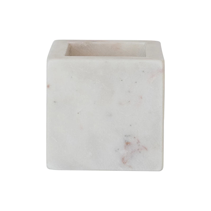 3.5" Sq. Wht Marble Container