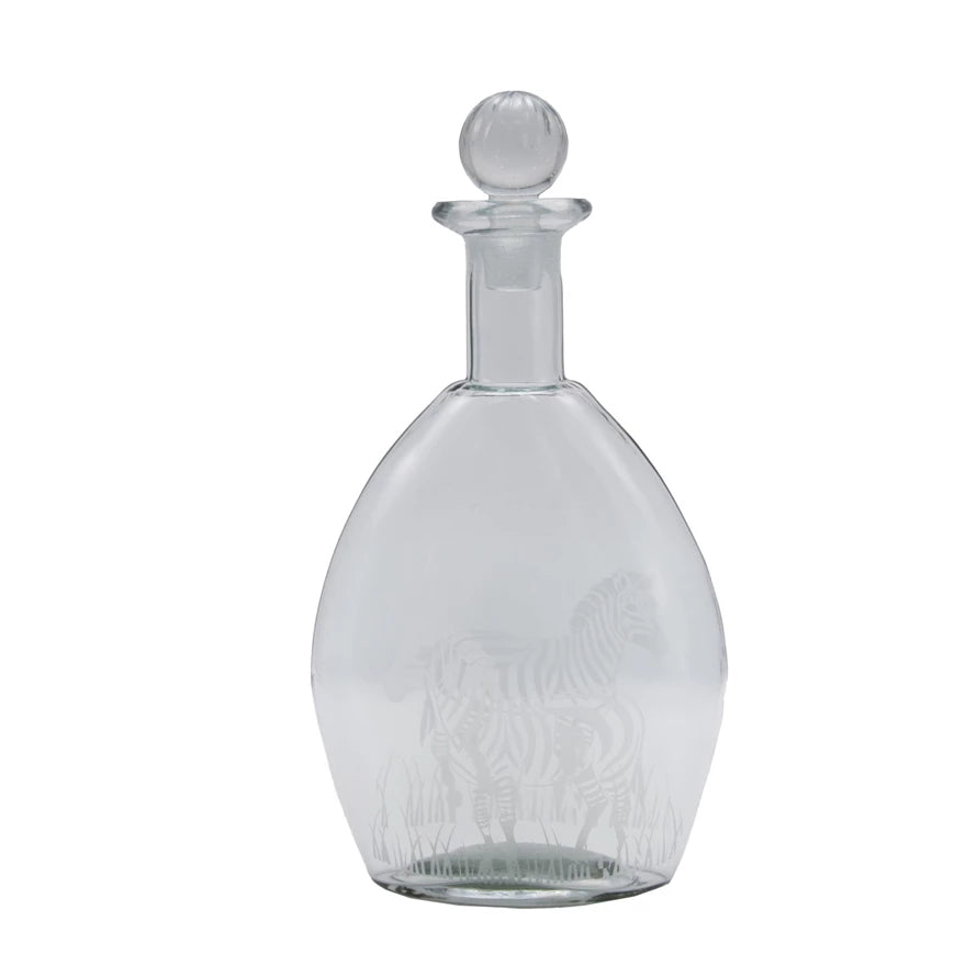 Zebra Etched Glass Decanter