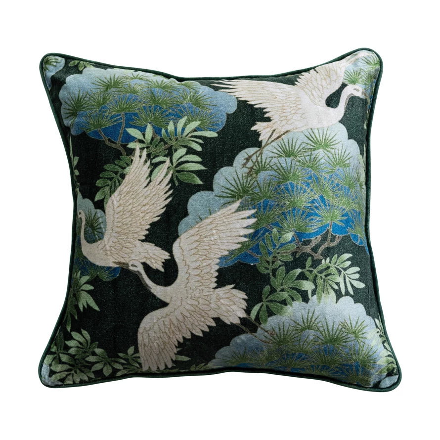 Crane Pillow, Velvet/18"