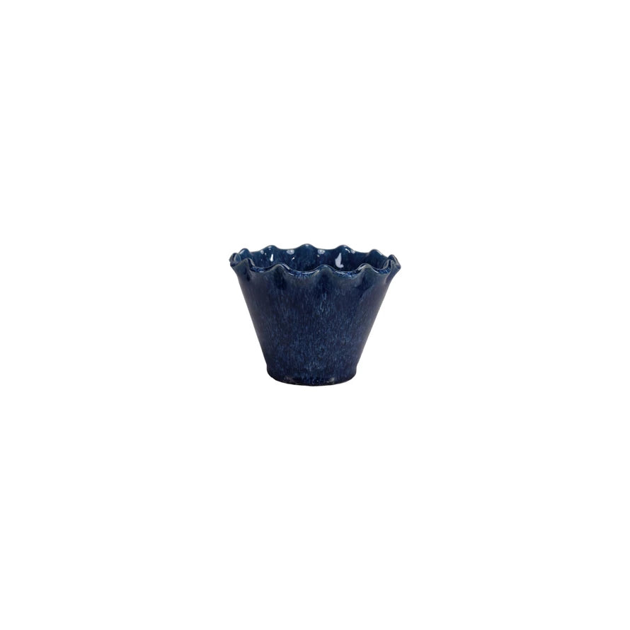 Ruffled Edge Blue Plant Pot/SM
