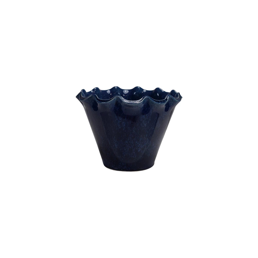 Ruffled Edge Blue Plant Pot/LG