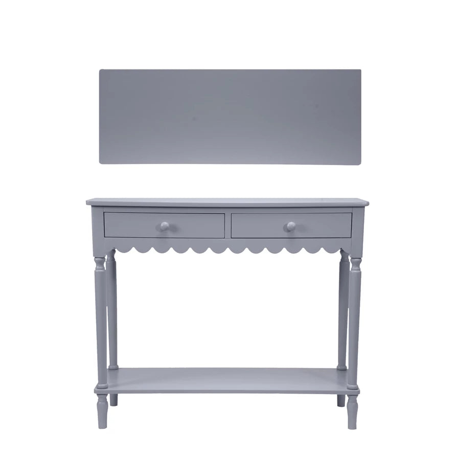 Blue/Scalloped 2Drawer Console