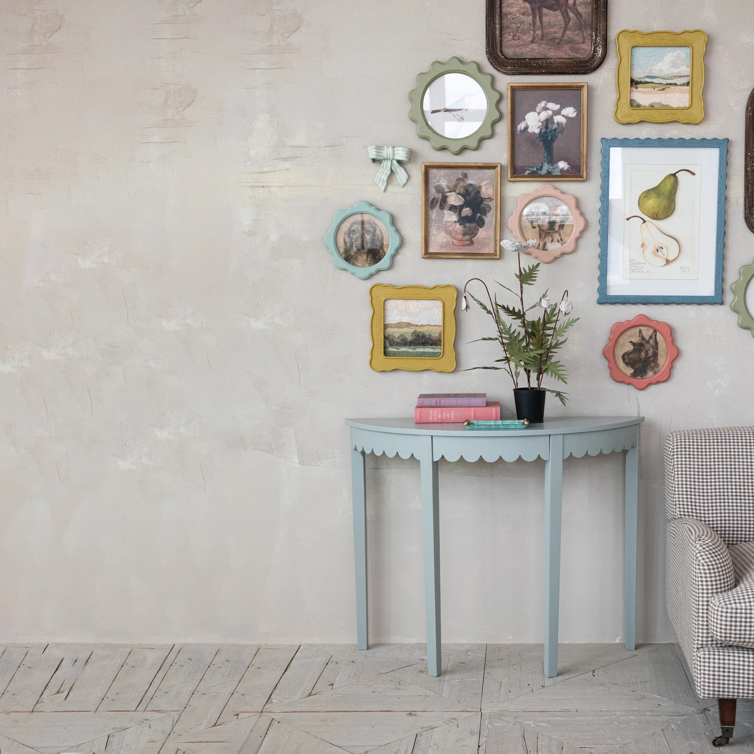 Blue Scalloped Console Table