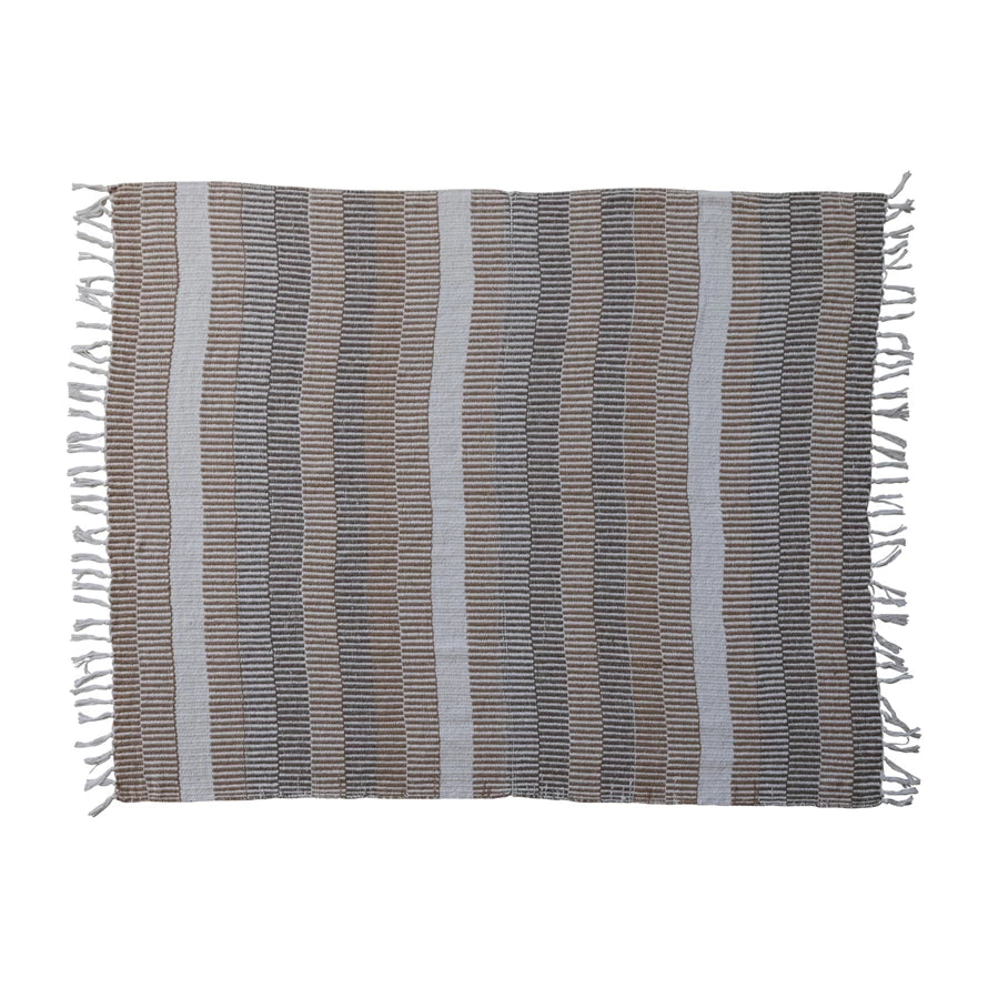 Multi Brown Throw w/ Fringe