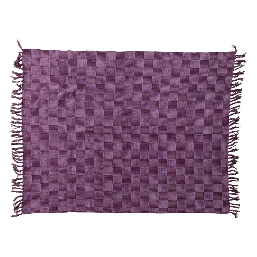 Chenille Throw w/Fringe, Berry