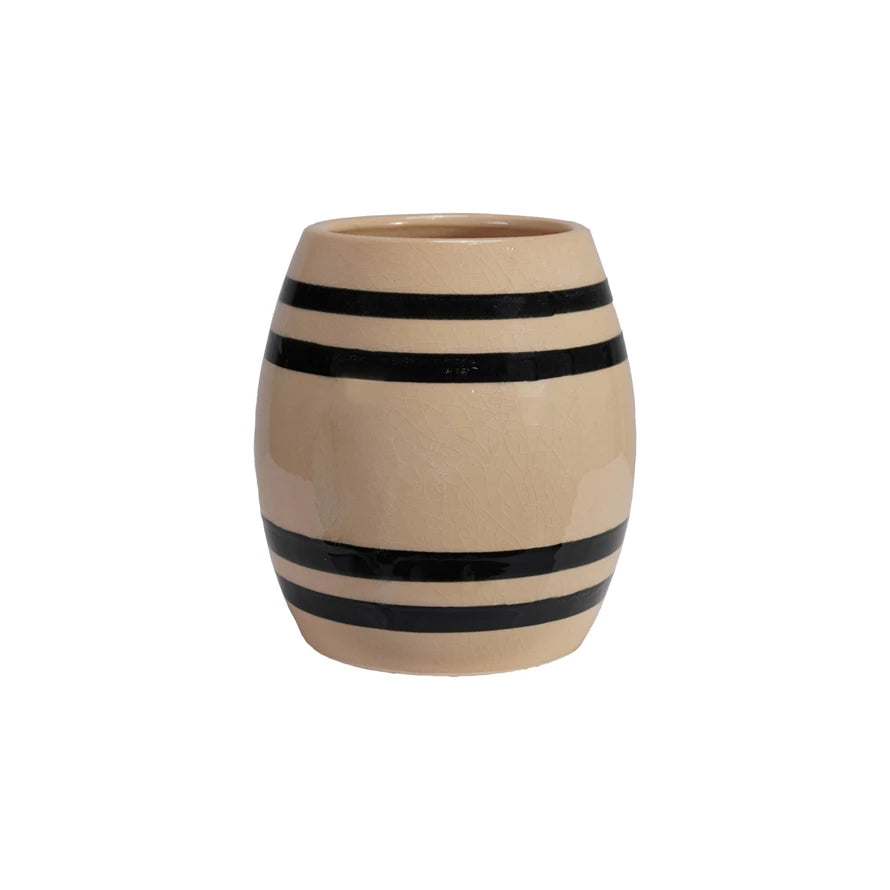 Cream/Blk Stripe Vintage Crock