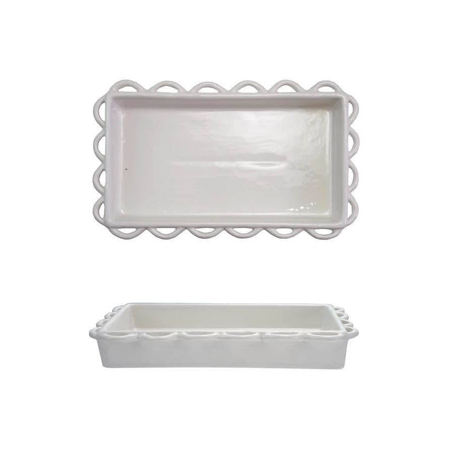 White Scalloped Napkin Holder