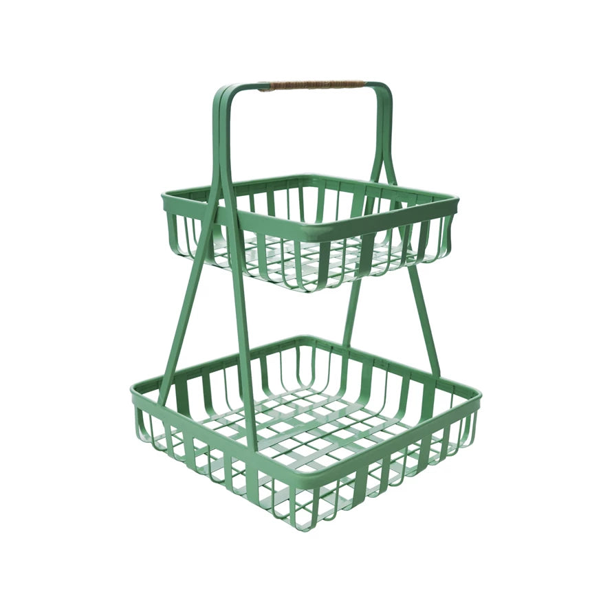 Mint 2-Tier Tray, RattanHandle