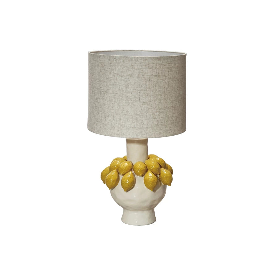 Table Lamp, 3D Lemons/Linen