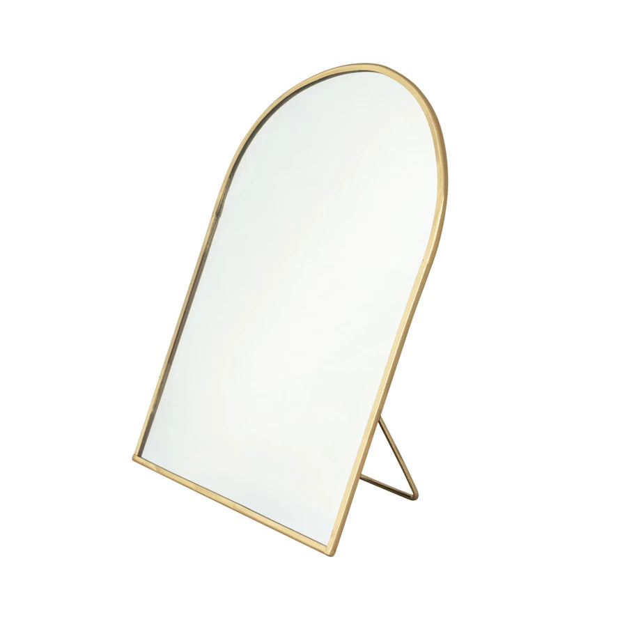 Arched Standing Mirror, Brass