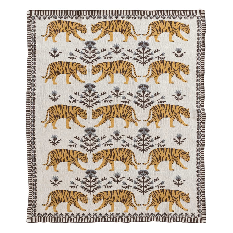 Knit Baby Blanket w/Tigers