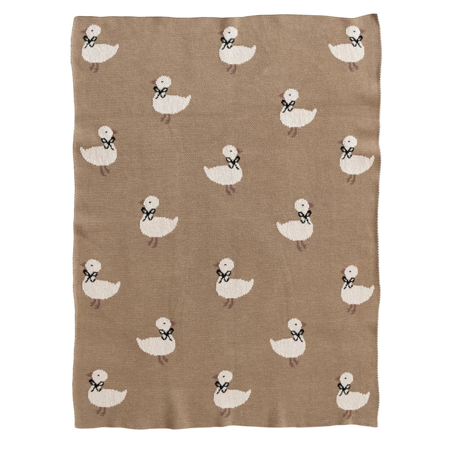 Knit Baby Blanket w/Ducklings