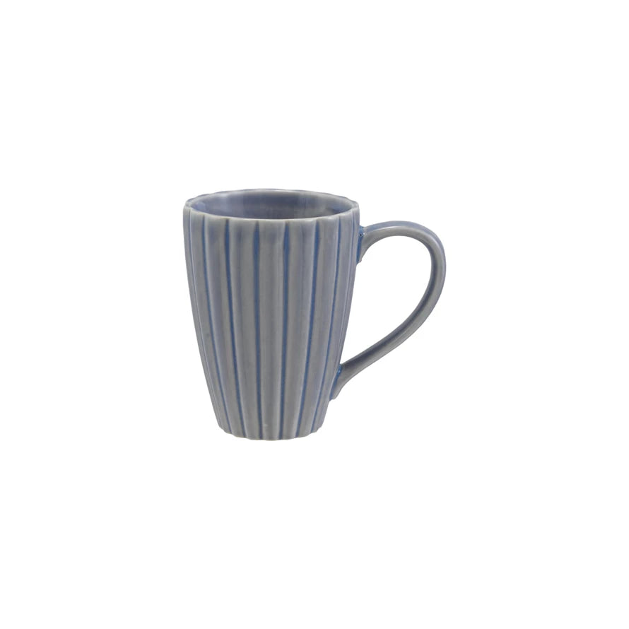 14oz Ribbed Mug, Light Blue