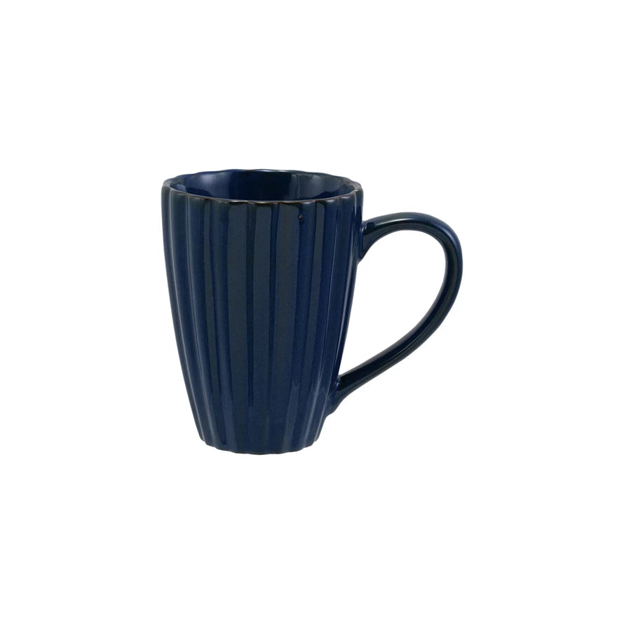 14oz Ribbed Mug, Dark Blue