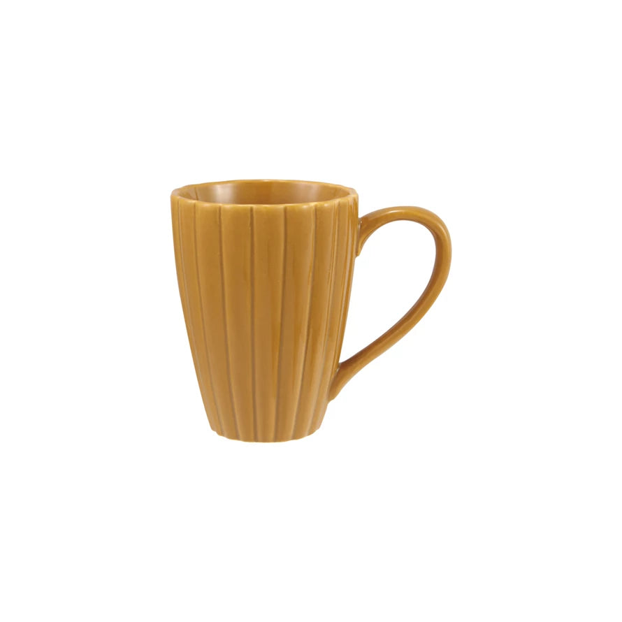 14oz Ribbed Mug, Mustard