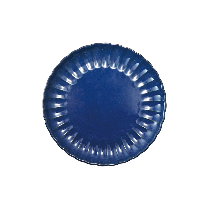 10" Round Fluted Plate, Blue