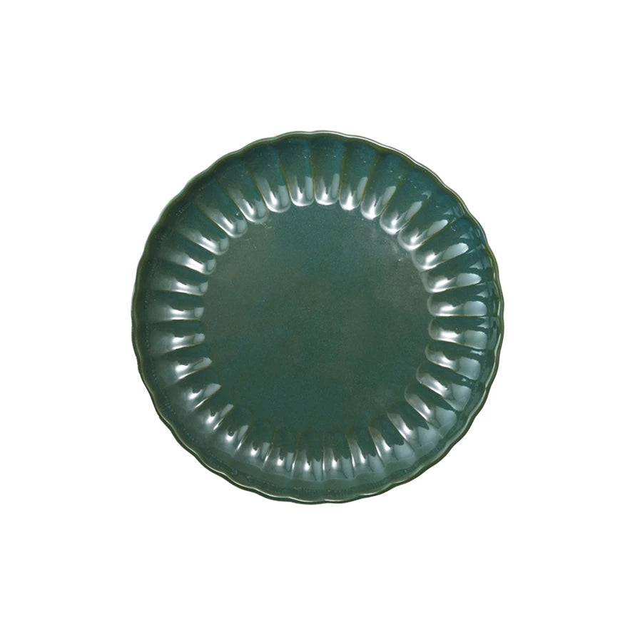 10" Round Fluted Plate, Green