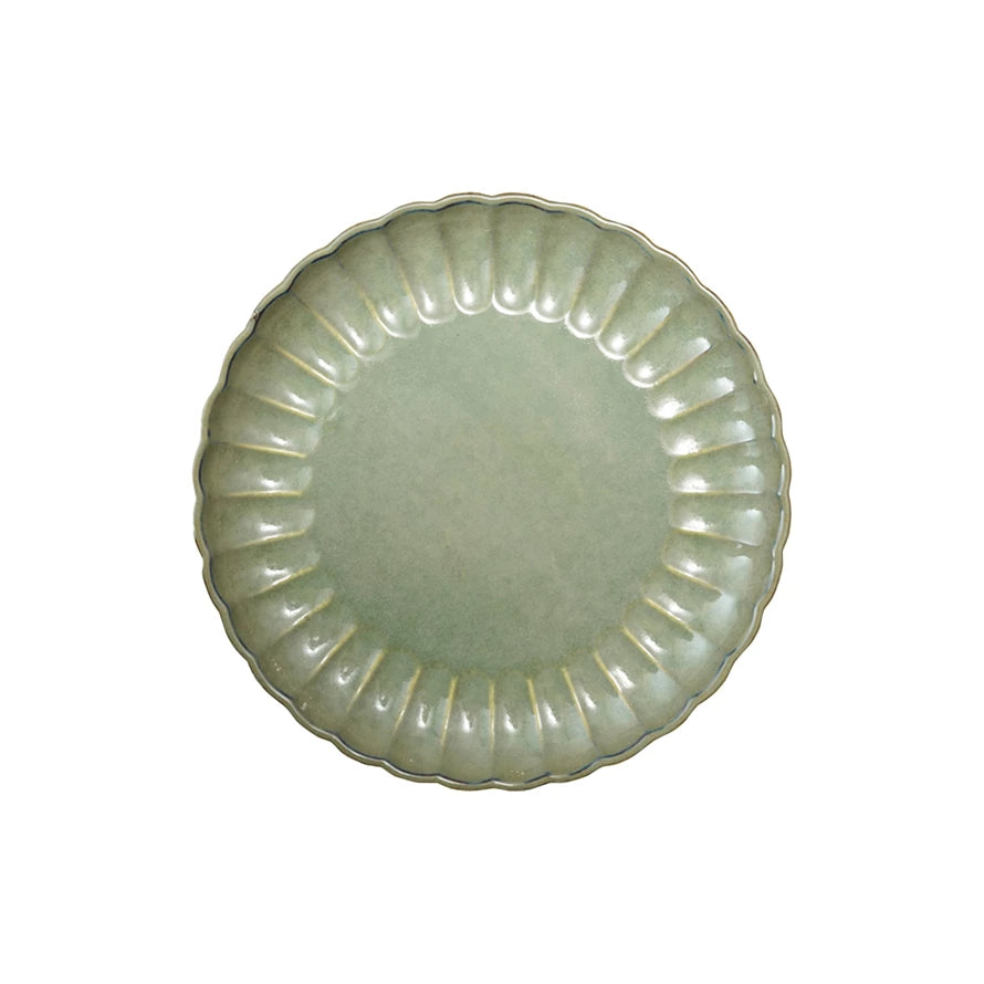 10" Round Fluted Plate, Sage