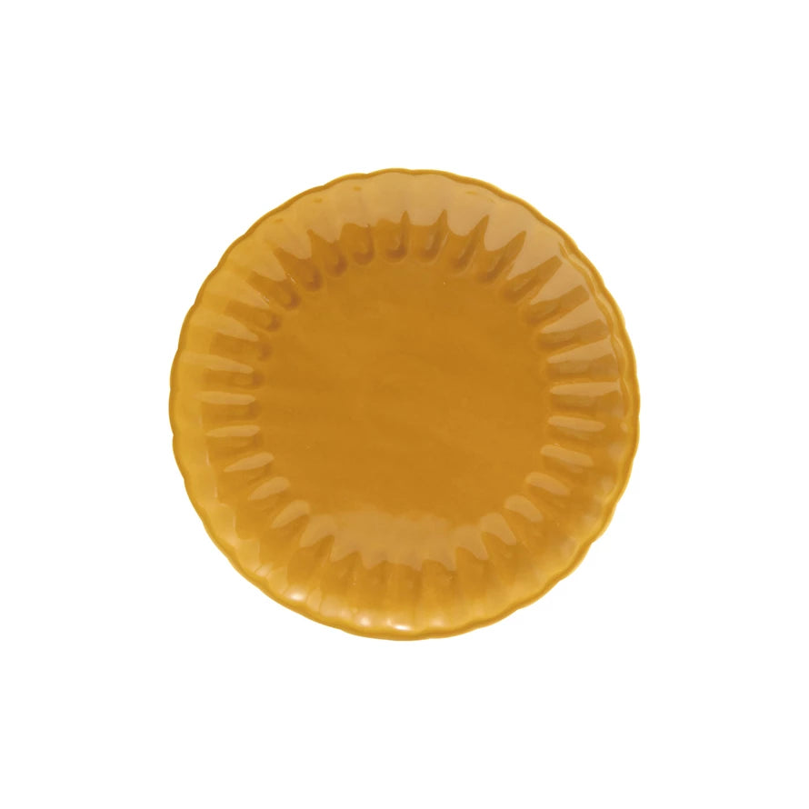 10" Round Fluted Plate,Mustard