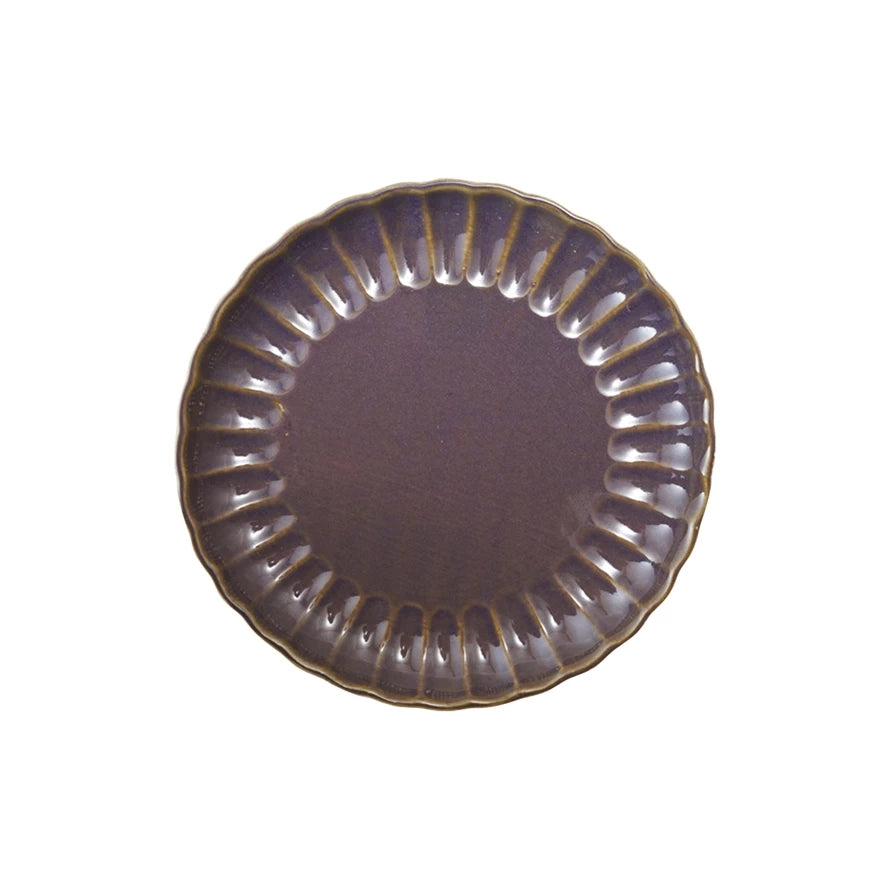 10" Round Fluted Plate, Plum