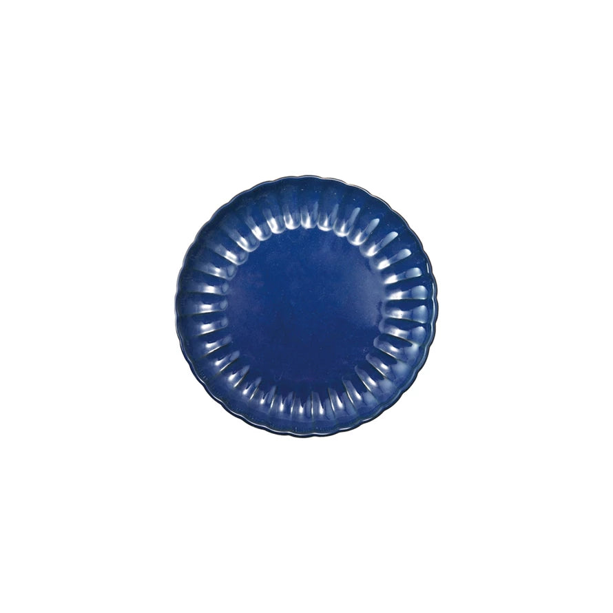 8" Round Fluted Plate, Blue