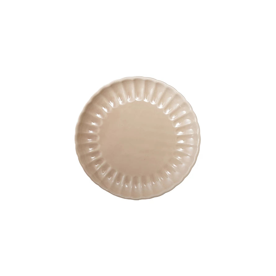 8" Round Fluted Plate, Cream