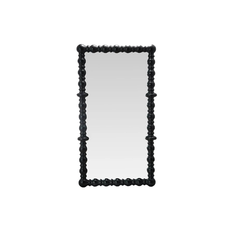 26x49 Spindle Wood Mirror, BLK