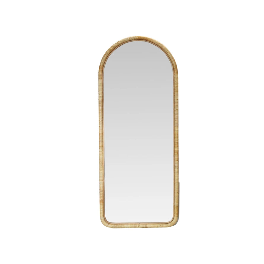 55x22 Arched Mirror, Rattan