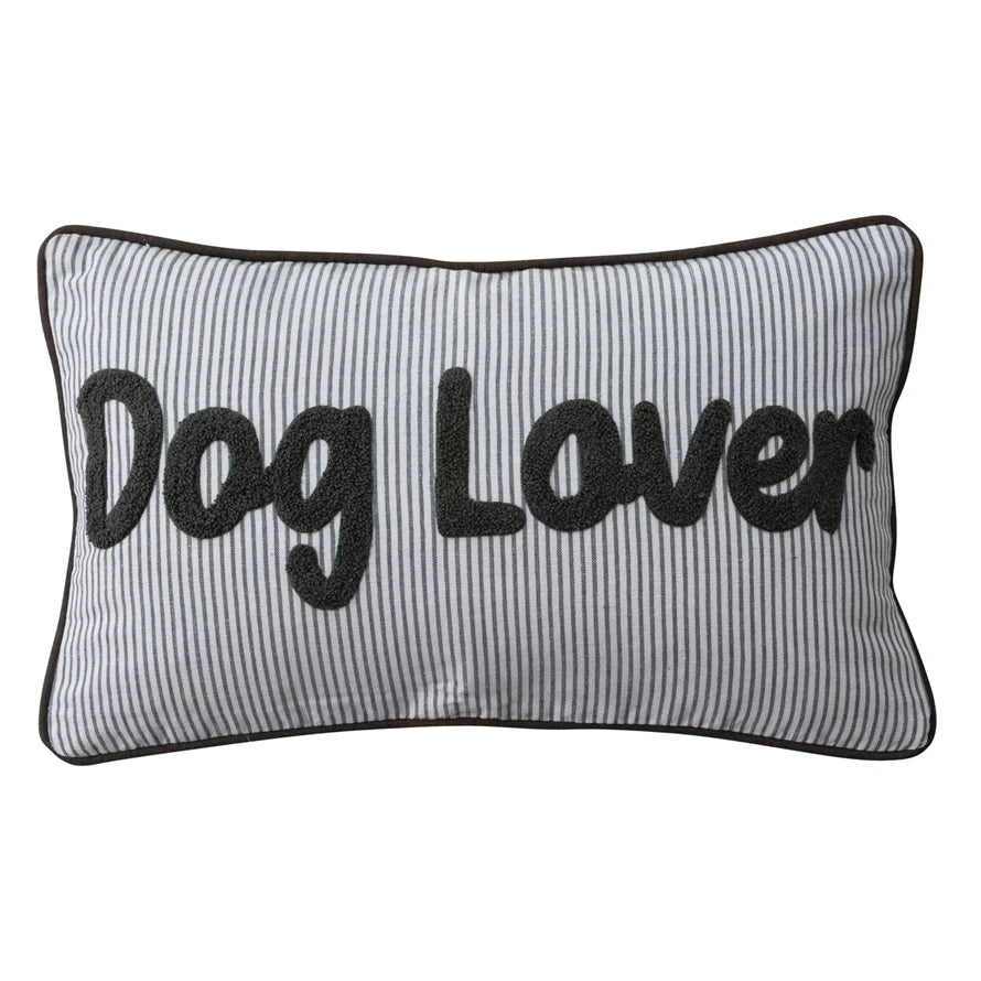 Striped Dog Lover Pillow