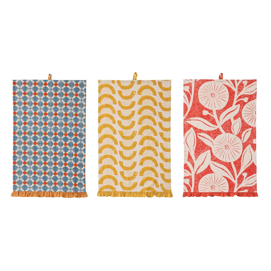 Patterned Tea Towel w/Ruffles