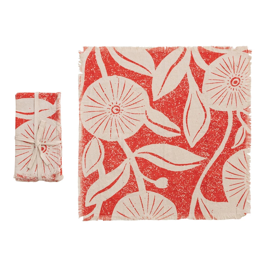 St/4 Red Floral Napkins