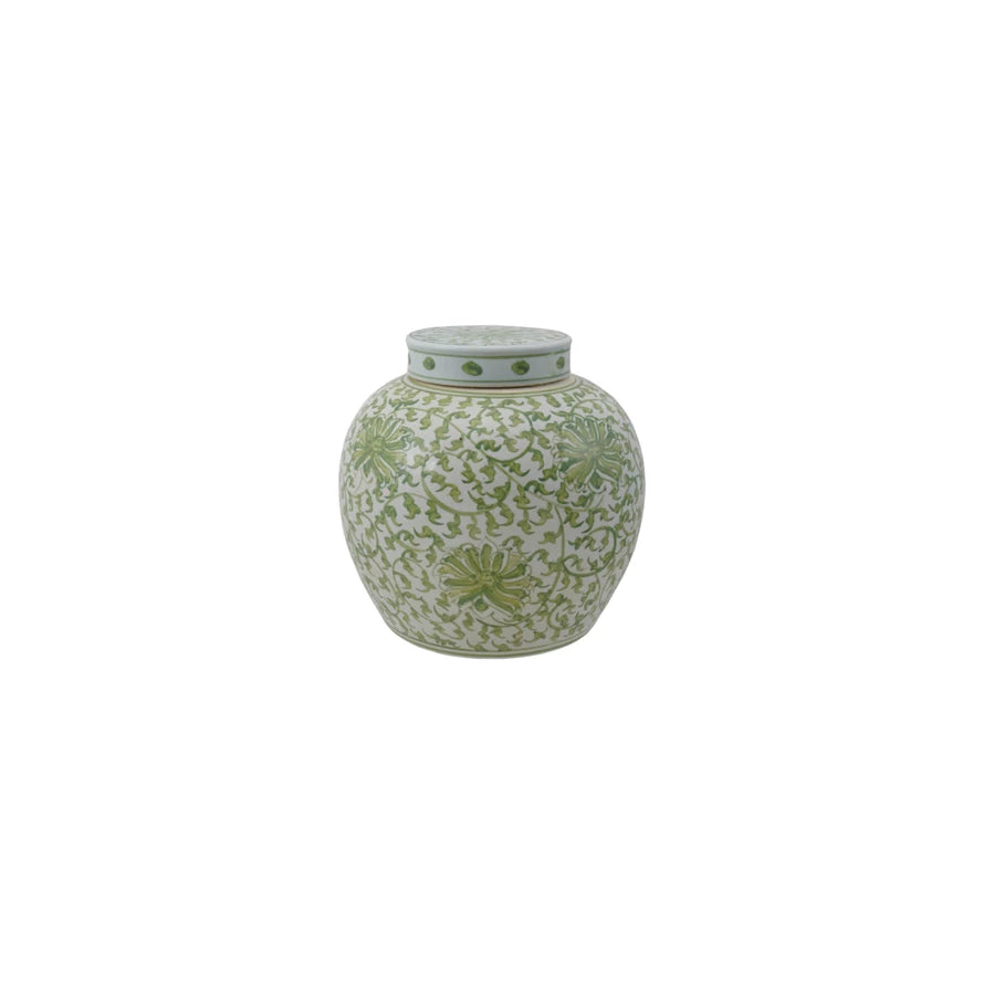 9" Green/Wht/Ginger Jar