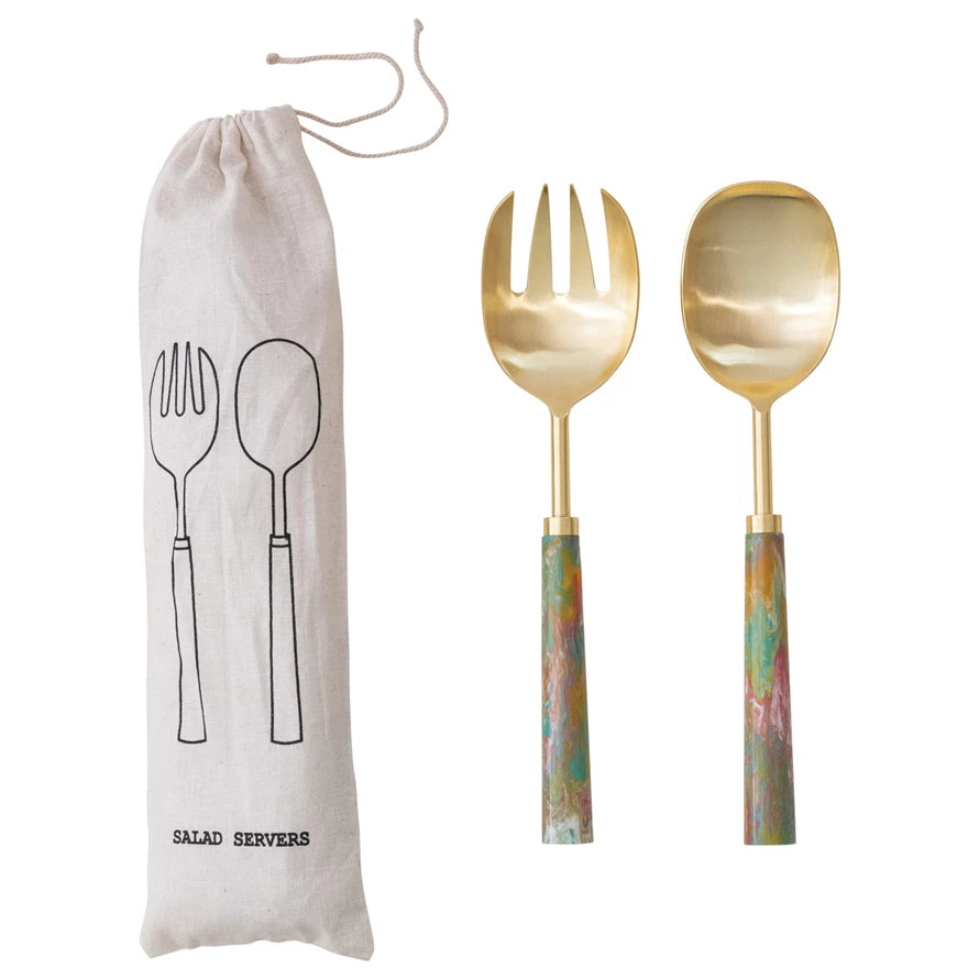 St/2 Gold/Multi Salad Servers