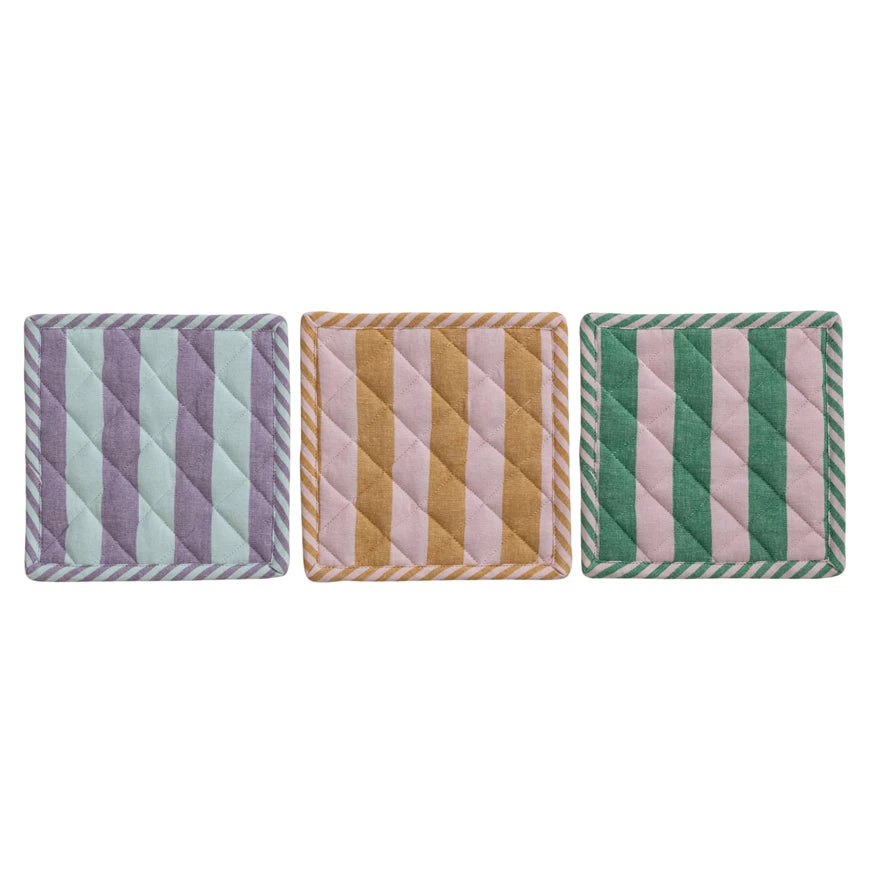 Happy House Striped Pot Holder