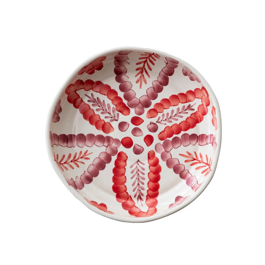 Hand Painted Red Petal Bowl