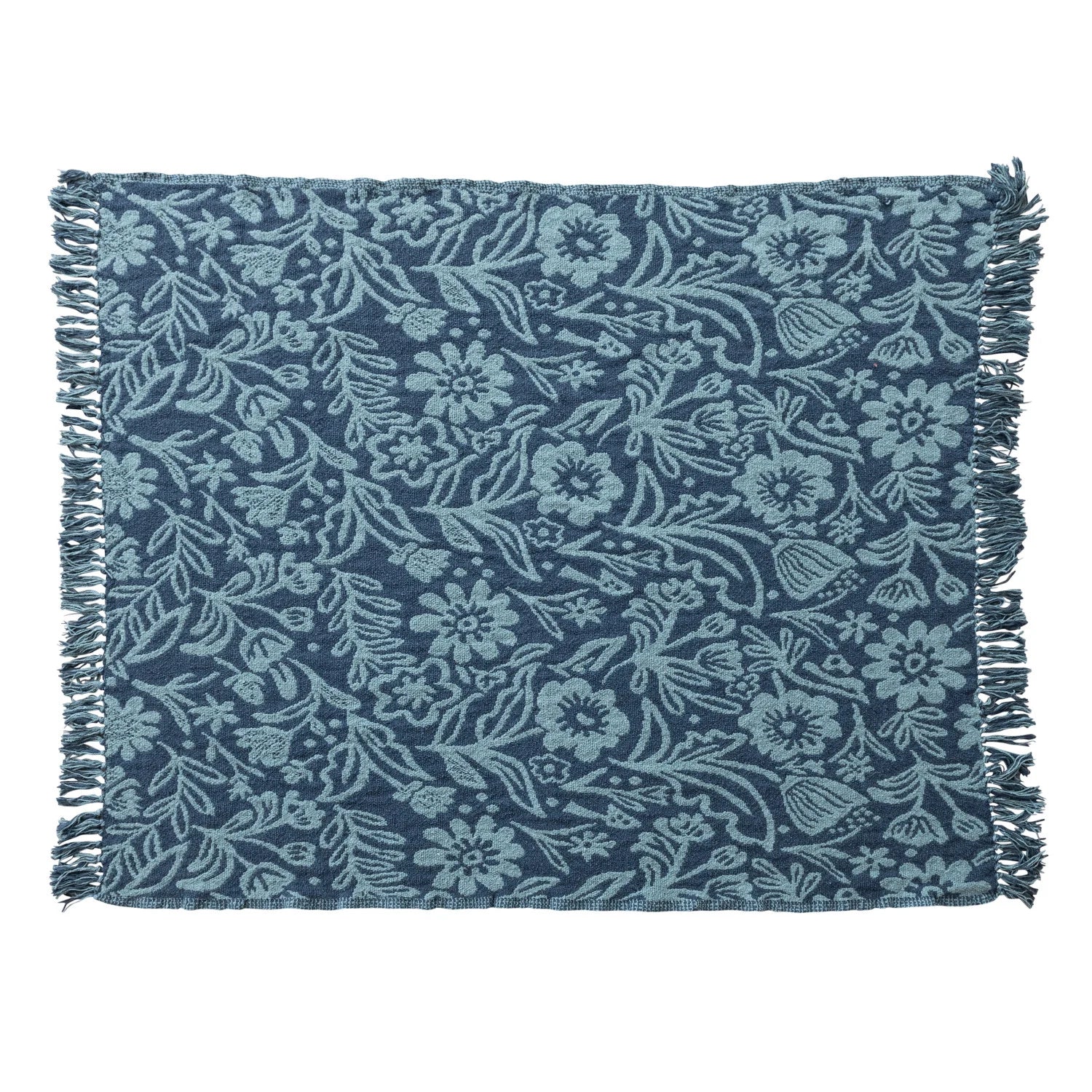 Blue Floral Pattern Throw
