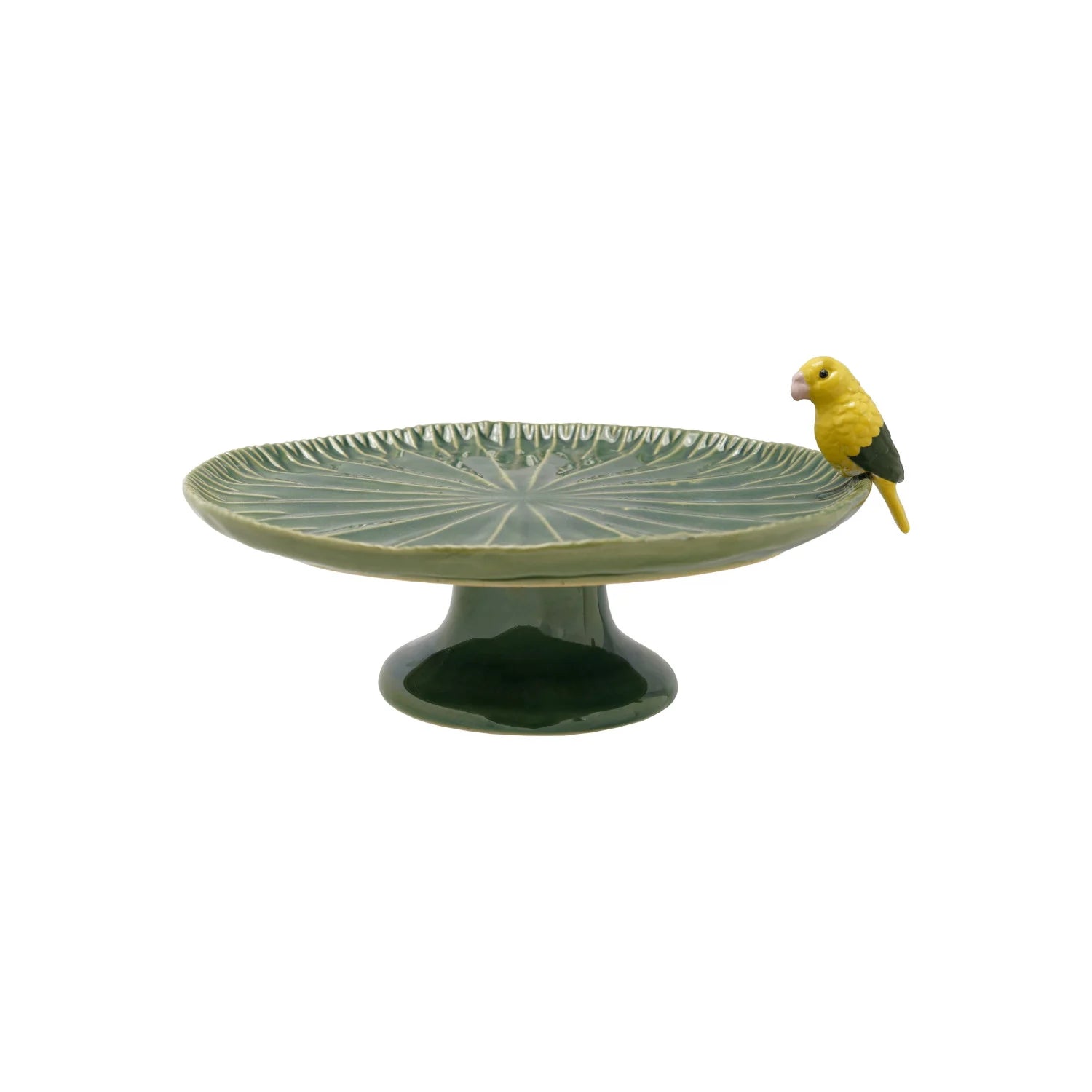 Stone Pedestal, Yellow 3D Bird
