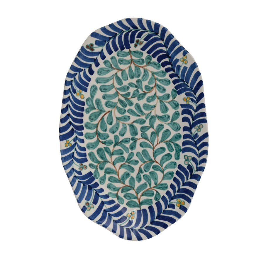 Oval Platter, Blue Vine Design
