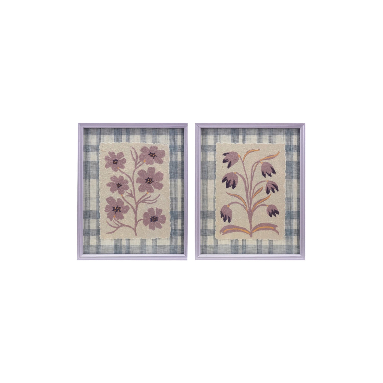 Plaid/Purple Flower Art/Framed