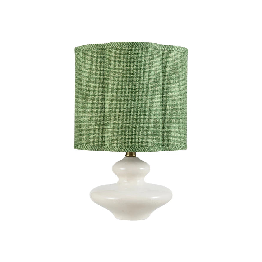 Wht Lamp, Scallop Green Shade