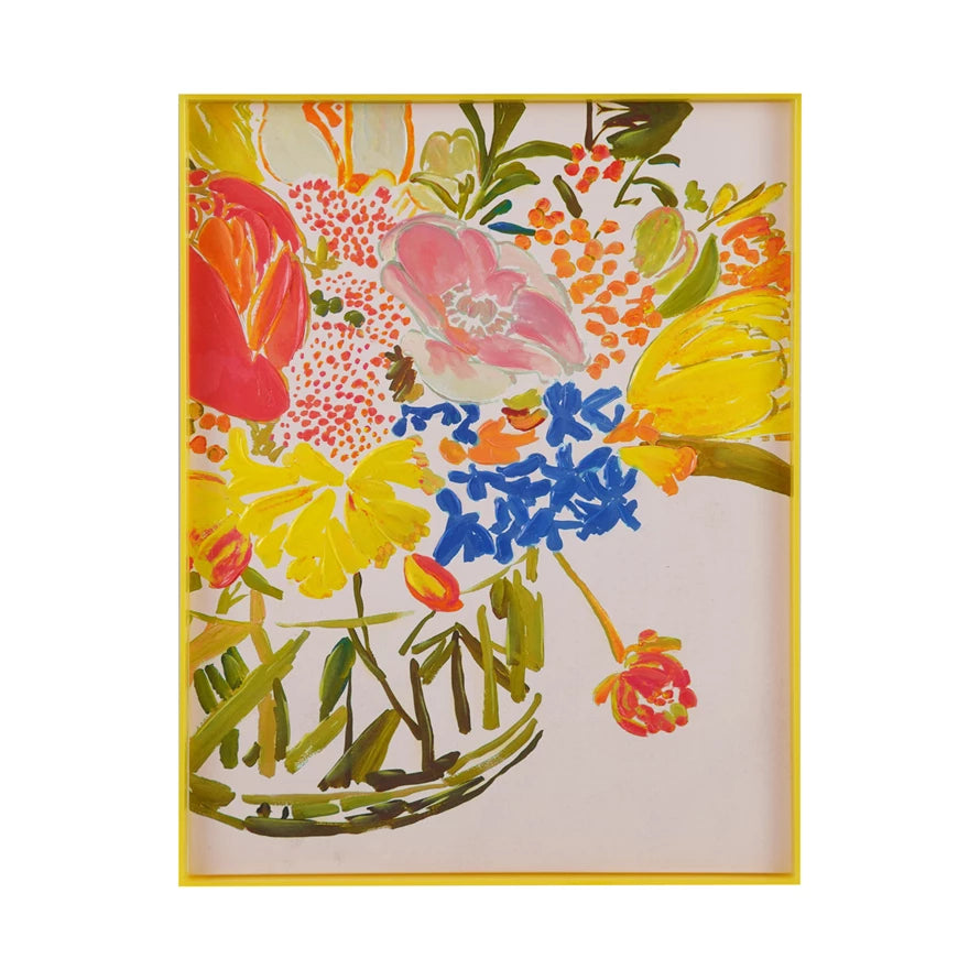 Flower Vase, Yellow Plexi Box