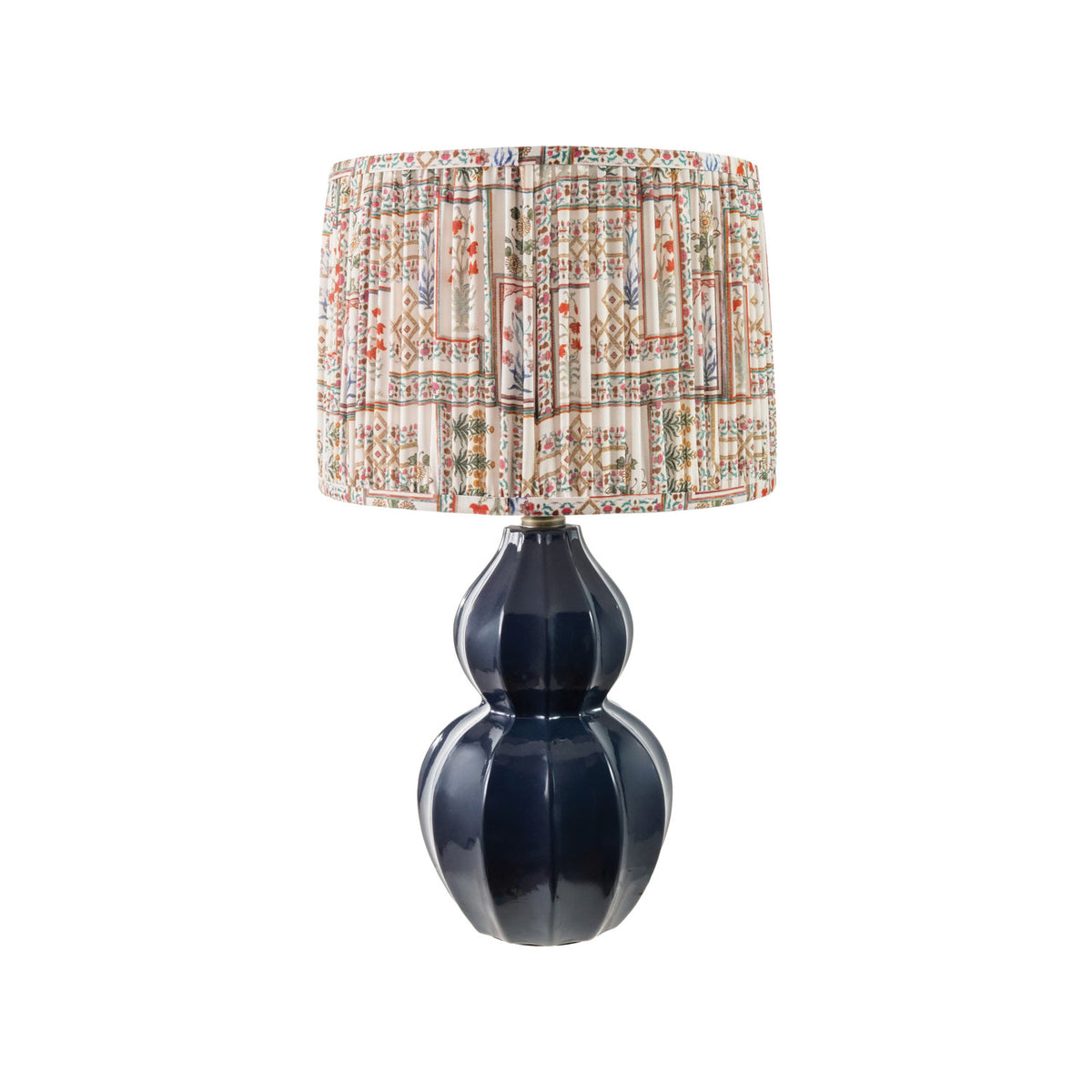 Navy Lamp, Floral Shade
