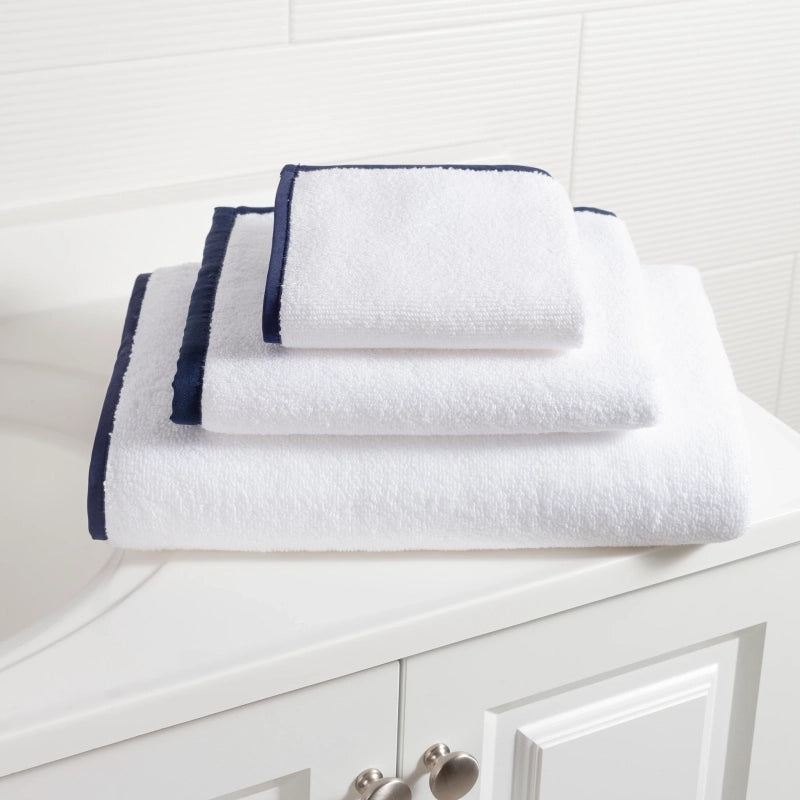 Banded Wht/Indigo Washcloth