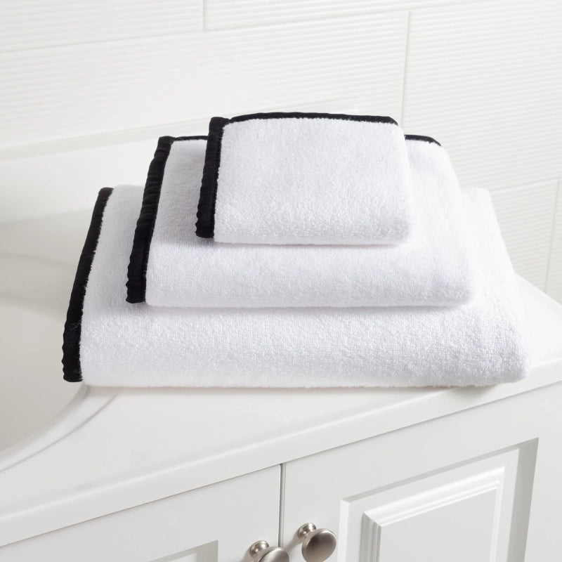 Banded Wht/Black Washcloth