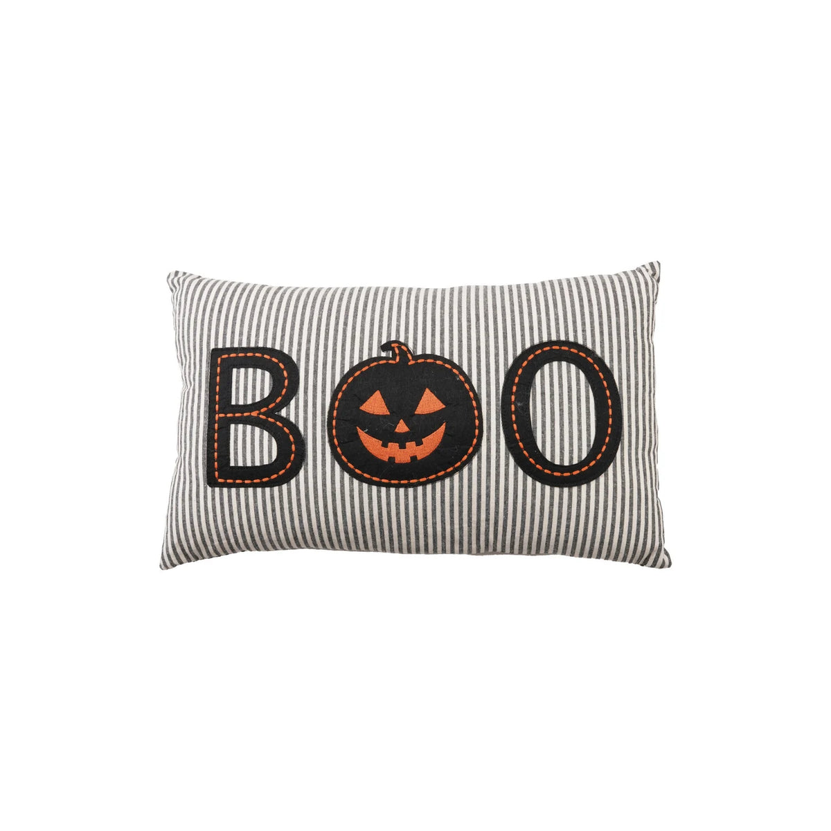 BOO/Pumpkin Striped Pillow