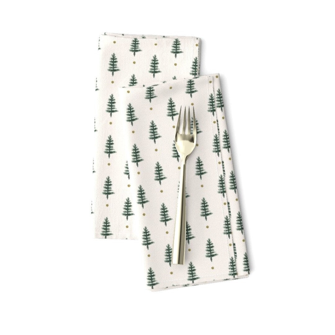 Beige Cotton Napkins w/ Trees