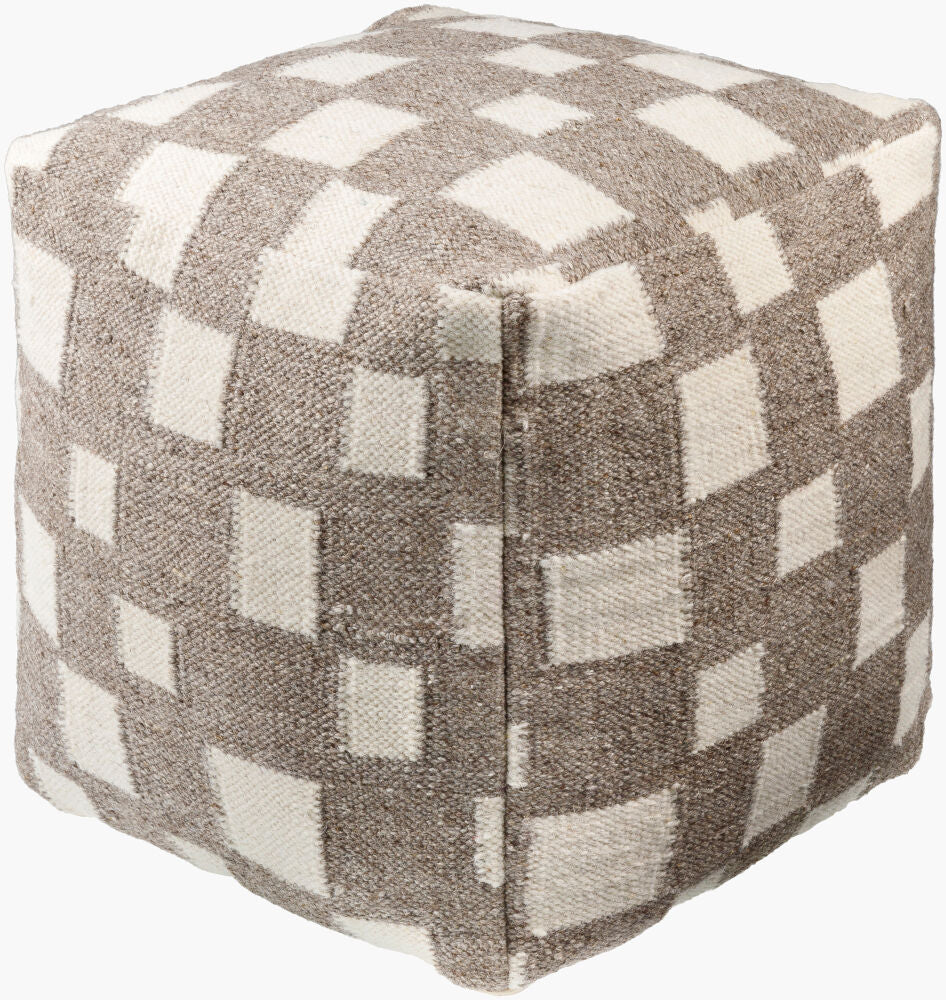 Jacinta Grey/Wht/Squares Pouf