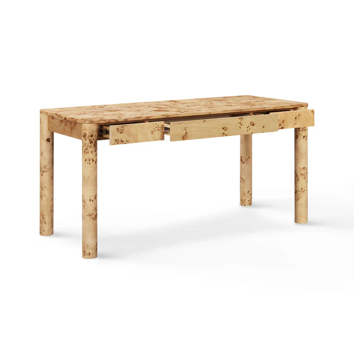 Berri 60" Burl 3-Drawer Desk