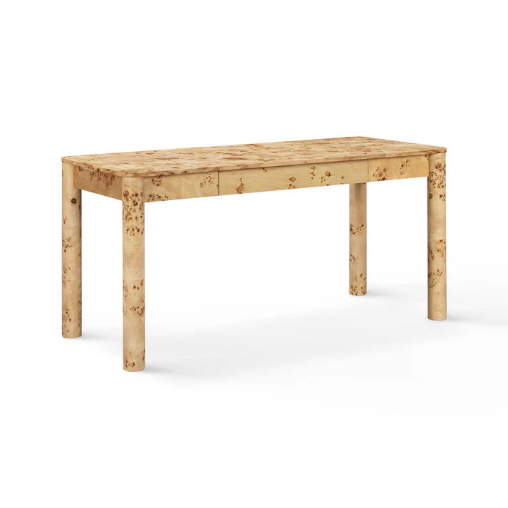Berri 60" Burl 3-Drawer Desk