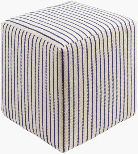 Matchford Ottoman, Ivory/Blue
